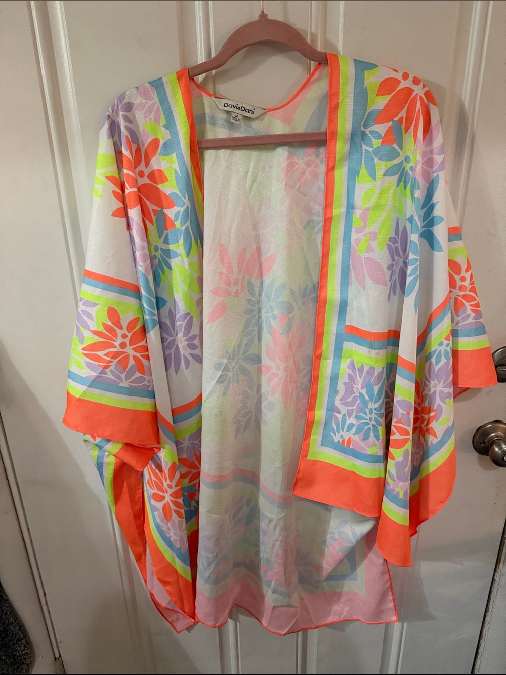 DAVI & DANI Neon Floral Sheer Kimono - Coral, Lime, Lavender, Sky Blue